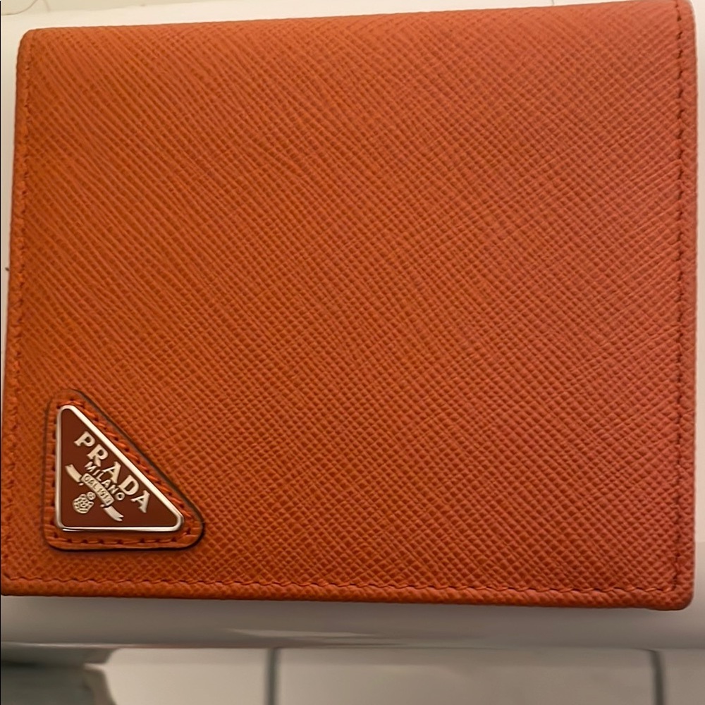 Prada Textured Orange Wallet
